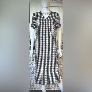 Rita Row Daylan 80% Cotton gingham dress Black/brown/tan color size Medium NWT